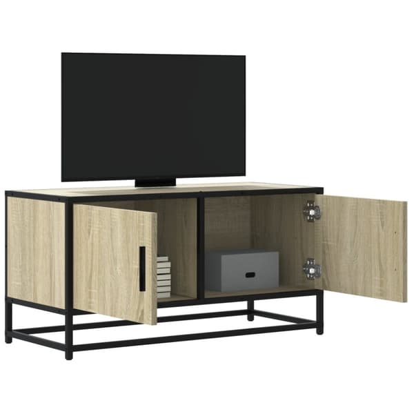 Tv-bänk sonoma-ek 80x34,5x40 cm konstruerat trä och metall