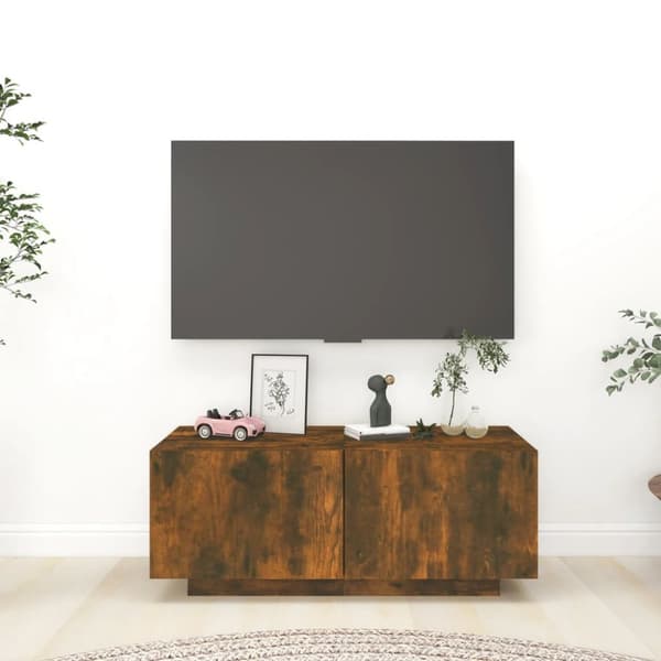 Tv-bänk rökfärgad ek 100x35x40 cm konstruerat trä