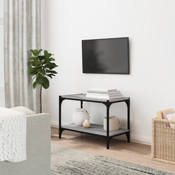Tv-bänk grå sonoma 60x33x41 cm konstruerat trä och stål