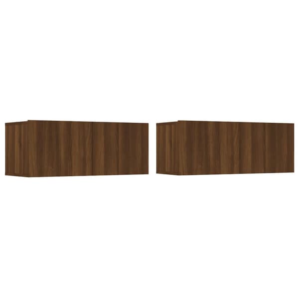 TV-bänkar 2 st brun ek 80x30x30 cm konstruerat trä
