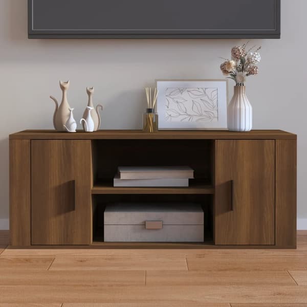 Tv-bänk brun ek 100x35x40 cm konstruerat trä