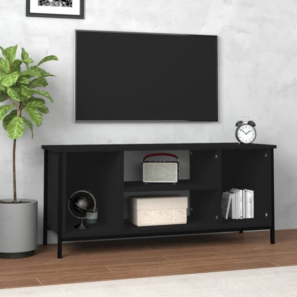 Tv-bänk svart 102x35x45 cm konstruerat trä