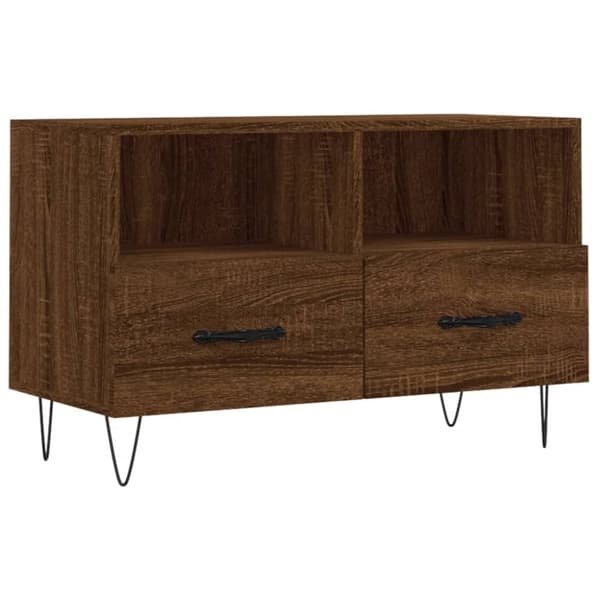 Tv-bänk brun ek 80x36x50 cm konstruerat trä