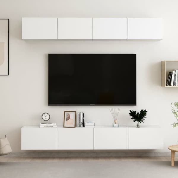 TV-skåp 4 st vit 100x30x30 cm konstruerat trä