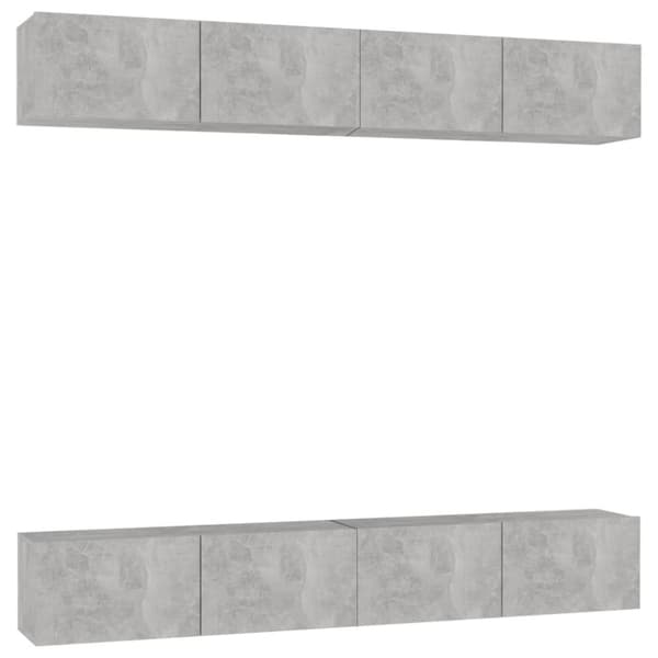 TV-skåp 4 st betonggrå 100x30x30 cm konstruerat trä