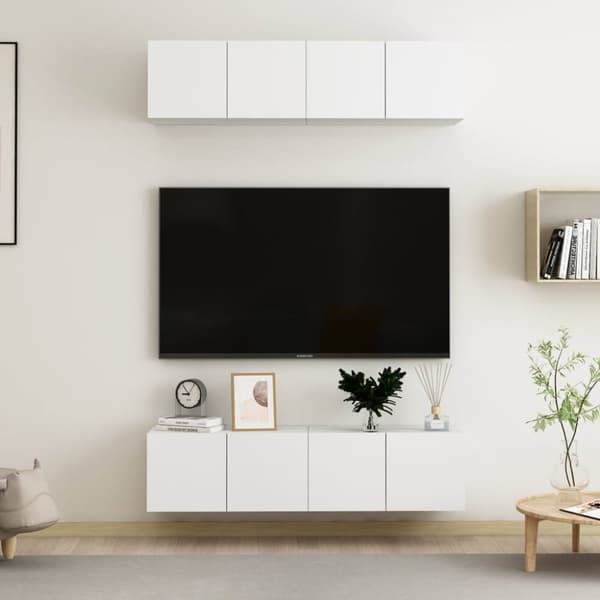 Tv-bänk set 4 st vit 60x30x30 cm konstruerat trä