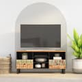 Miniatyrbild 1 av 2: Tv-bänk 100x33x46 cm massivt återvunnet och konstruerat trä