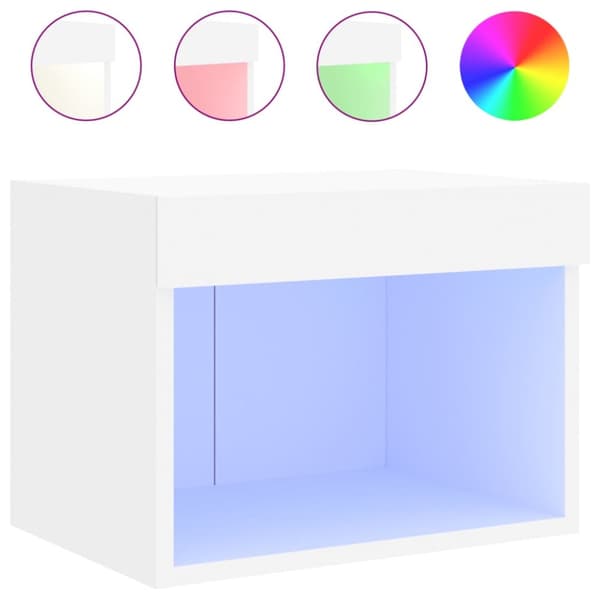 Väggmonterade sängbord med LED-lampor vit