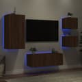 Miniatyrbild 1 av 2: Tv-bänk 5 delar LED brun ek konstruerat trä