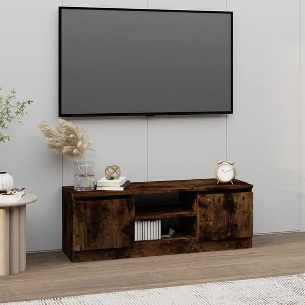 TV-bänk med dörr Rökfärgad ek 102x30x36 cm