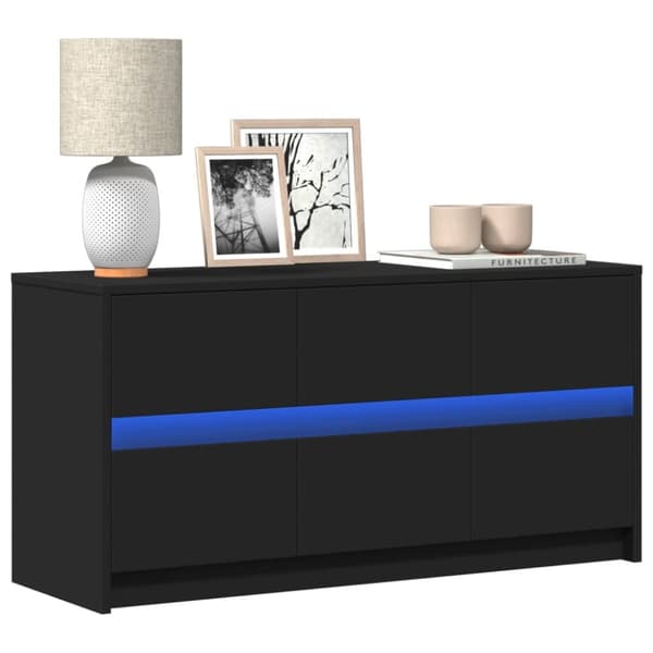Tv-bänk med LEDs svart 100x34x50 cm konstruerat trä