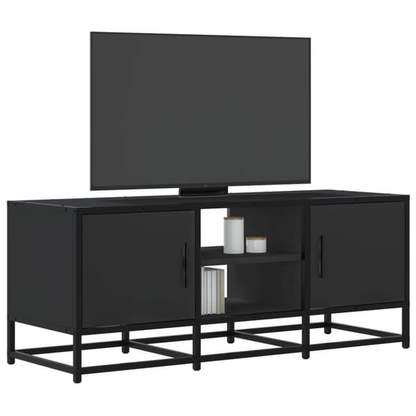 Tv-bänk svart 100x35x41 cm konstruerat trä och metall