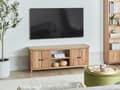 Miniatyrbild 2 av 10: TV-bänk Naturligt Ljust Trä för upp till TV i 58 tum Mediaenhet med 2 Skåp Hyllor Rustikt Vardagsrum Sovrum