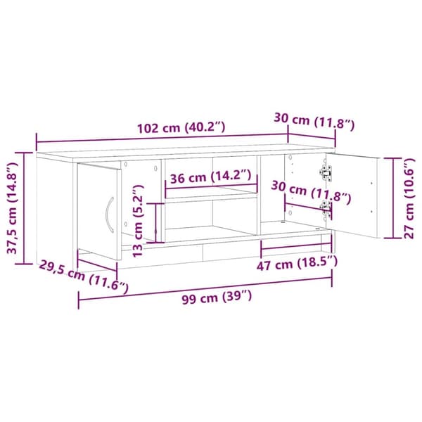 vidaXL Tv-bänk ek 102x30x37,5 cm konstruerat trä