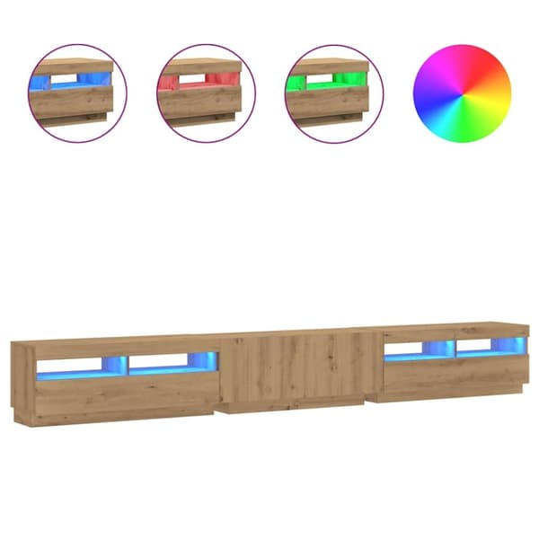 vidaXL TV-bänk med LED-lampor artisan ek 300x35x40 cm konstruerat trä