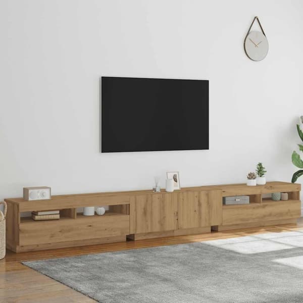 vidaXL TV-bänk med LED-lampor artisan ek 300x35x40 cm konstruerat trä