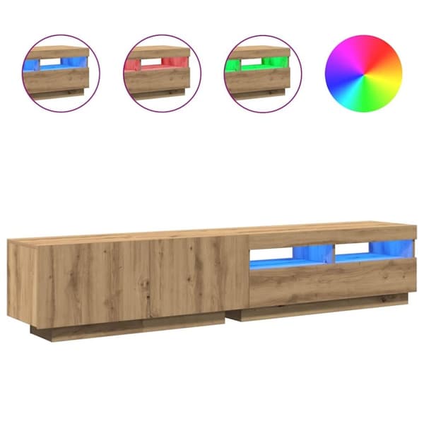 vidaXL TV-bänk med LED-lampor artisan ek 200x35x40 cm konstruerat trä