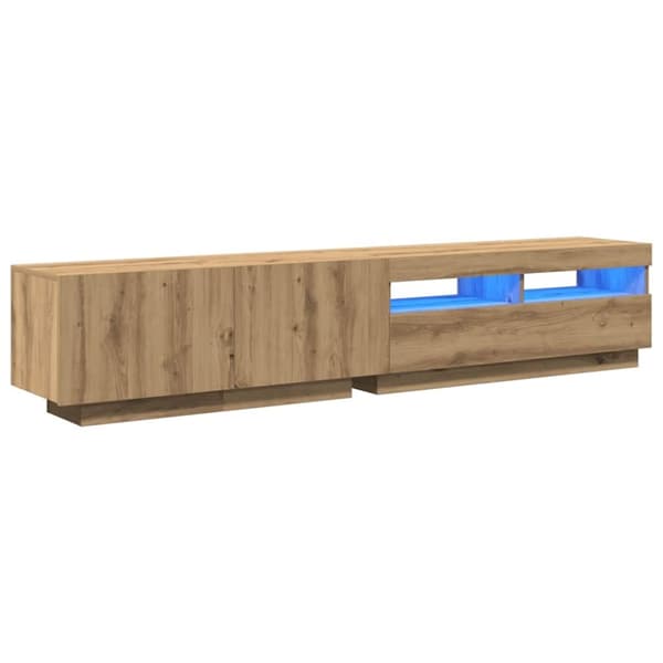 vidaXL TV-bänk med LED-lampor artisan ek 200x35x40 cm konstruerat trä