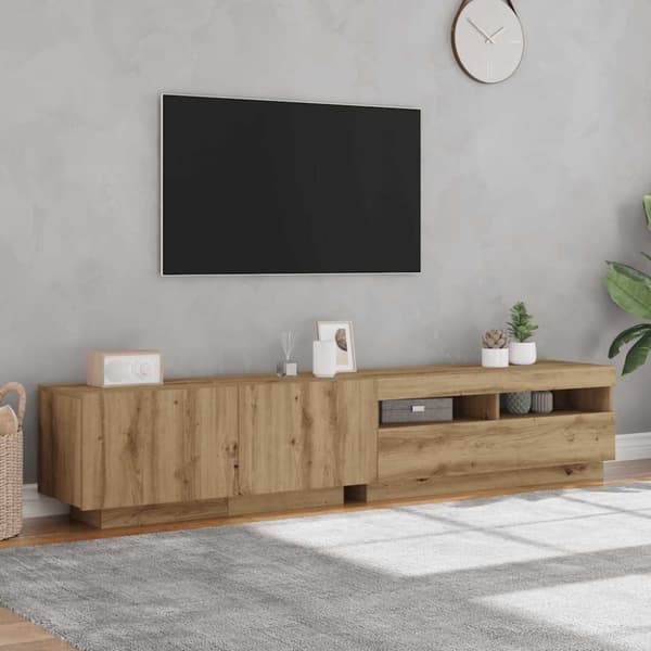 vidaXL TV-bänk med LED-lampor artisan ek 200x35x40 cm konstruerat trä