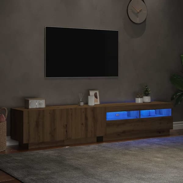 vidaXL TV-bänk med LED-lampor artisan ek 200x35x40 cm konstruerat trä