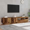 Miniatyrbild 5 av 11: vidaXL TV-bänk med LED-lampor åldrat trä 200x35x40 cm konstruerat trä