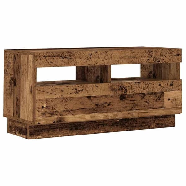 vidaXL TV-benk med LED-lys gammelt tre 260x35x40 cm konstruert tre