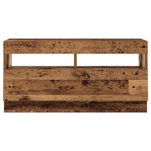 vidaXL TV-benk med LED-lys gammelt tre 260x35x40 cm konstruert tre