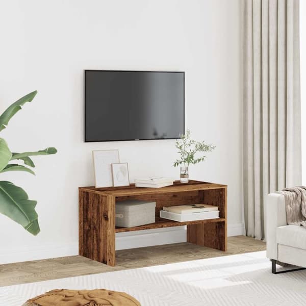Tv-bänk åldrat trä 80x40x40 cm konstruerat trä
