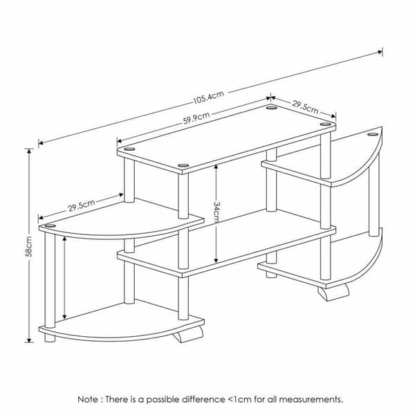 Furinno - 12258 - Verktygsfritt TV-ställ, Trä, Espresso och Svart, One Size, Espresso och Svart, One Size