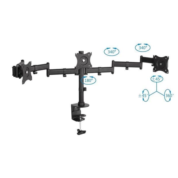 PureMounts PM-OFFICE-03 Skrivbordsfäste för 3 bildskärmar 33-69cm (13-27"), lutning -45° till 45°, vridbar 180 2094