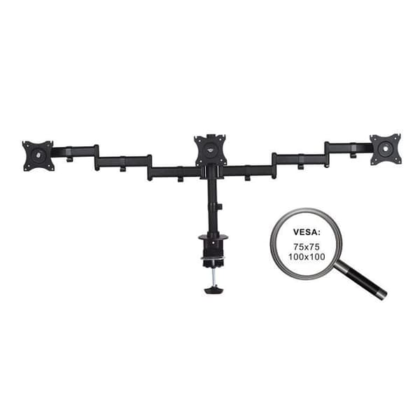PureMounts PM-OFFICE-03 Skrivbordsfäste för 3 bildskärmar 33-69cm (13-27"), lutning -45° till 45°, vridbar 180 2094