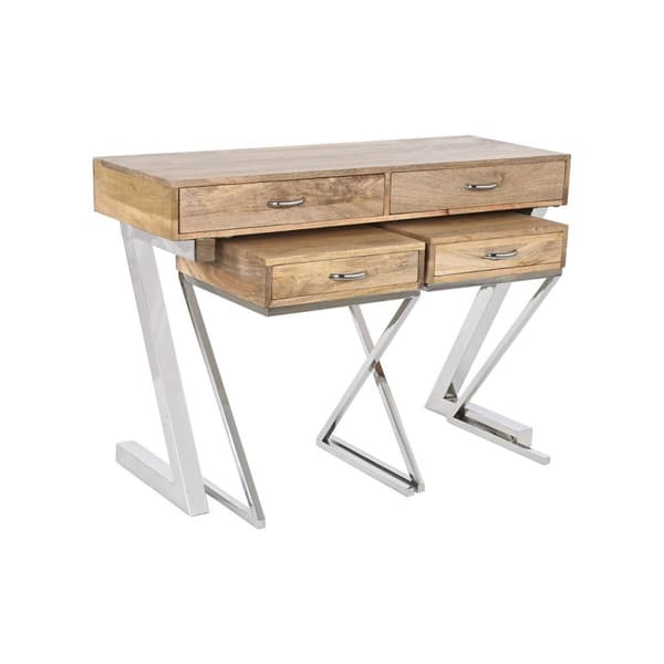 Entrebrod med skuffer Home ESPRIT Brun Sølvfarvet Lys brun 110 x 40 x 76 cm 110 x 41,5 x 76 cm (3 Dele)