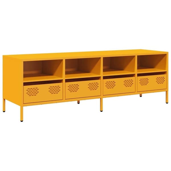 vidaXL tv-bord 135x39x43,5 cm koldvalset stål sennepsgul