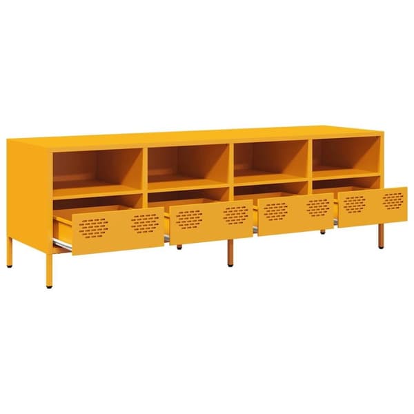 vidaXL tv-bord 135x39x43,5 cm koldvalset stål sennepsgul