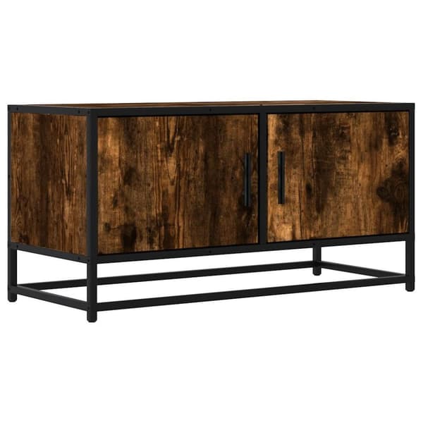 vidaXL tv-bord 80x34,5x40 cm konstrueret træ metal røget egetræsfarve