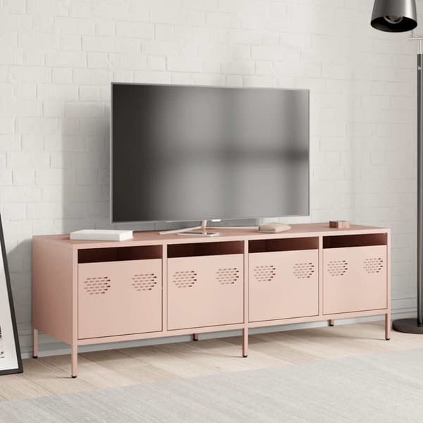 vidaXL tv-bord 135x39x43,5 cm koldvalset stål lyserød