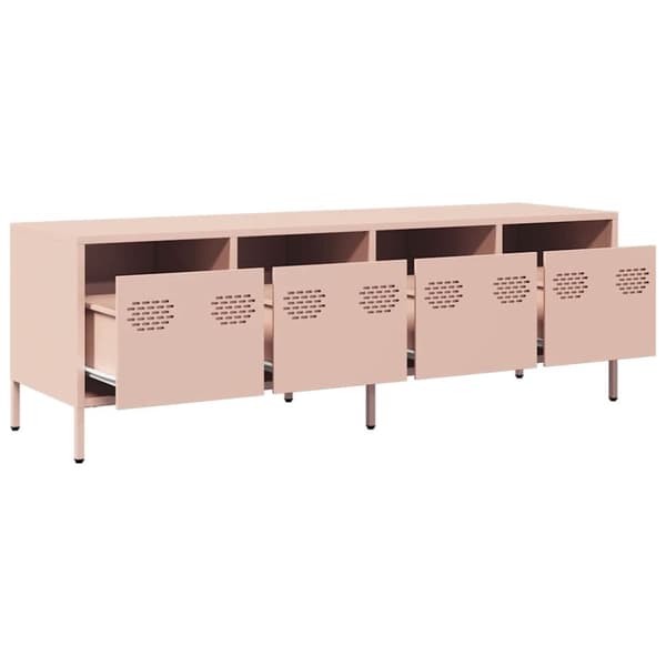 vidaXL tv-bord 135x39x43,5 cm koldvalset stål lyserød