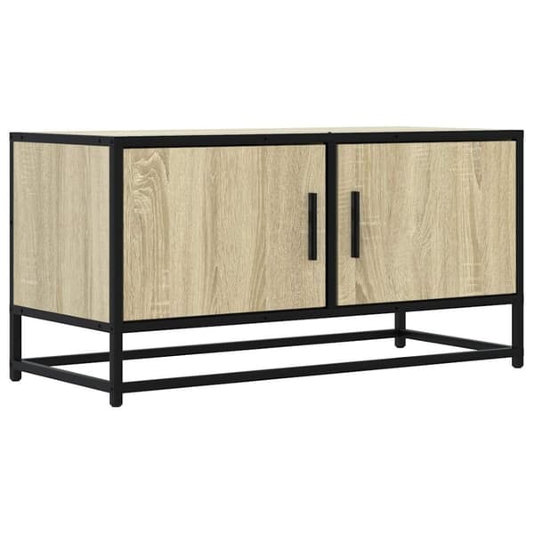 vidaXL Tv-bänk sonoma-ek 80x34,5x40 cm konstruerat trä och metall