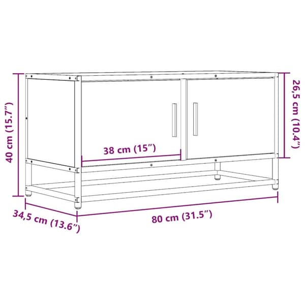 vidaXL Tv-bänk sonoma-ek 80x34,5x40 cm konstruerat trä och metall