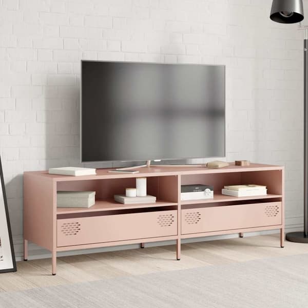 vidaXL tv-bord 135x39x43,5 cm koldvalset stål lyserød