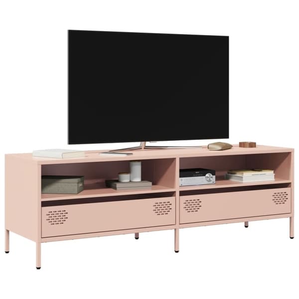 vidaXL tv-bord 135x39x43,5 cm koldvalset stål lyserød