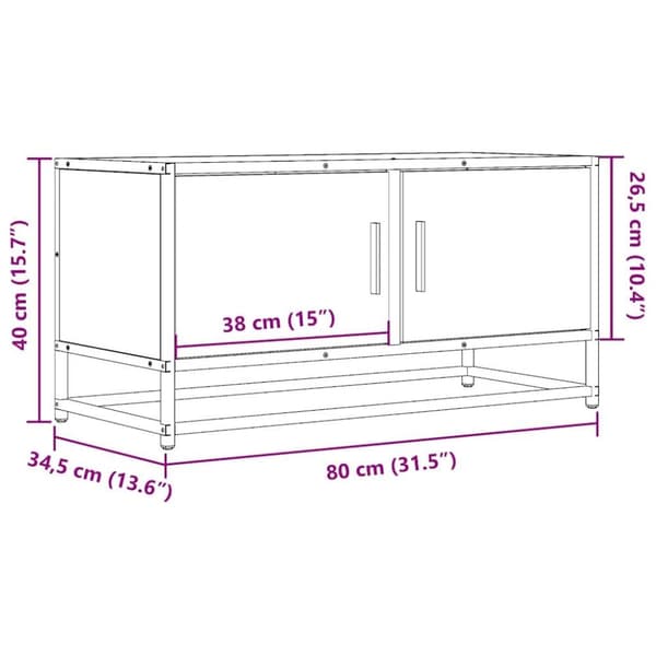 vidaXL tv-bord 80x34,5x40 cm konstrueret træ og metal grå sonoma-eg