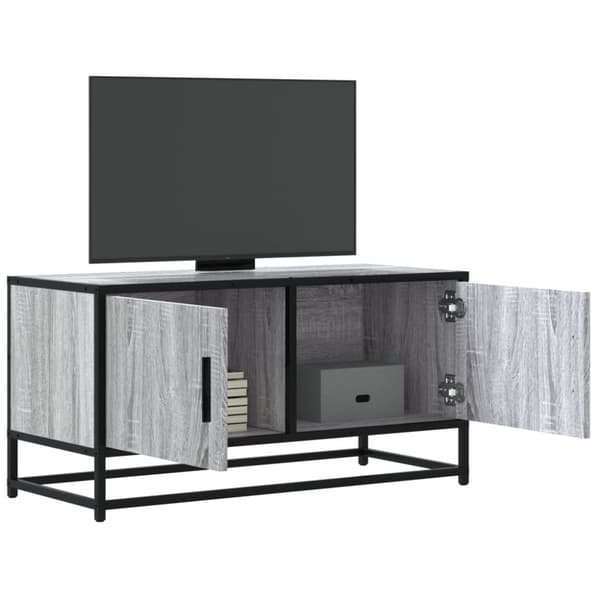 vidaXL tv-bord 80x34,5x40 cm konstrueret træ og metal grå sonoma-eg