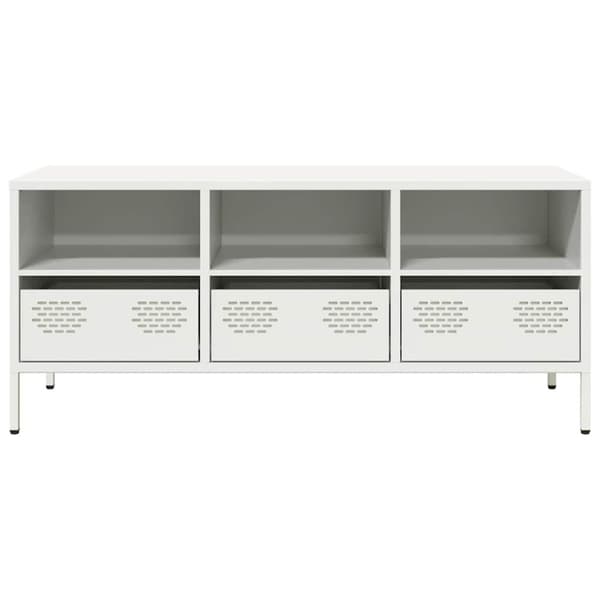 vidaXL Tv-bänk vit 101,5x39x43,5 cm kallvalsat stål