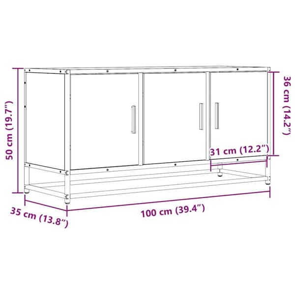 vidaXL Tv-bänk svart 100x35x50 cm konstruerat trä och metall