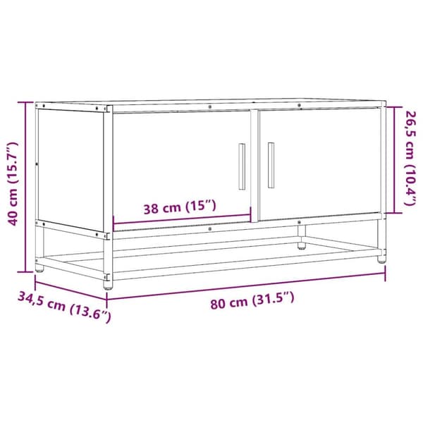 vidaXL tv-bord 80x34,5x40 cm konstrueret træ og metal sort