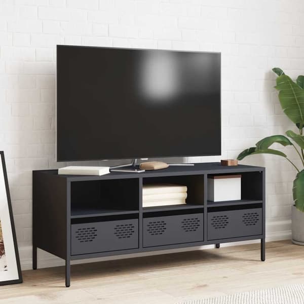 vidaXL tv-bord 101,5x39x43,5 cm koldvalset stål antracitgrå
