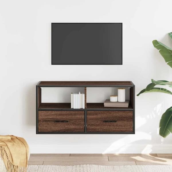 vidaXL TV-benk brun eik 80x31x39,5 cm konstruert tre og metall