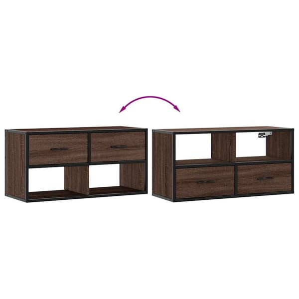 vidaXL TV-benk brun eik 80x31x39,5 cm konstruert tre og metall