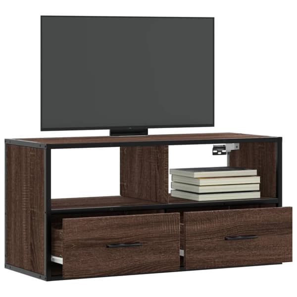 vidaXL TV-benk brun eik 80x31x39,5 cm konstruert tre og metall